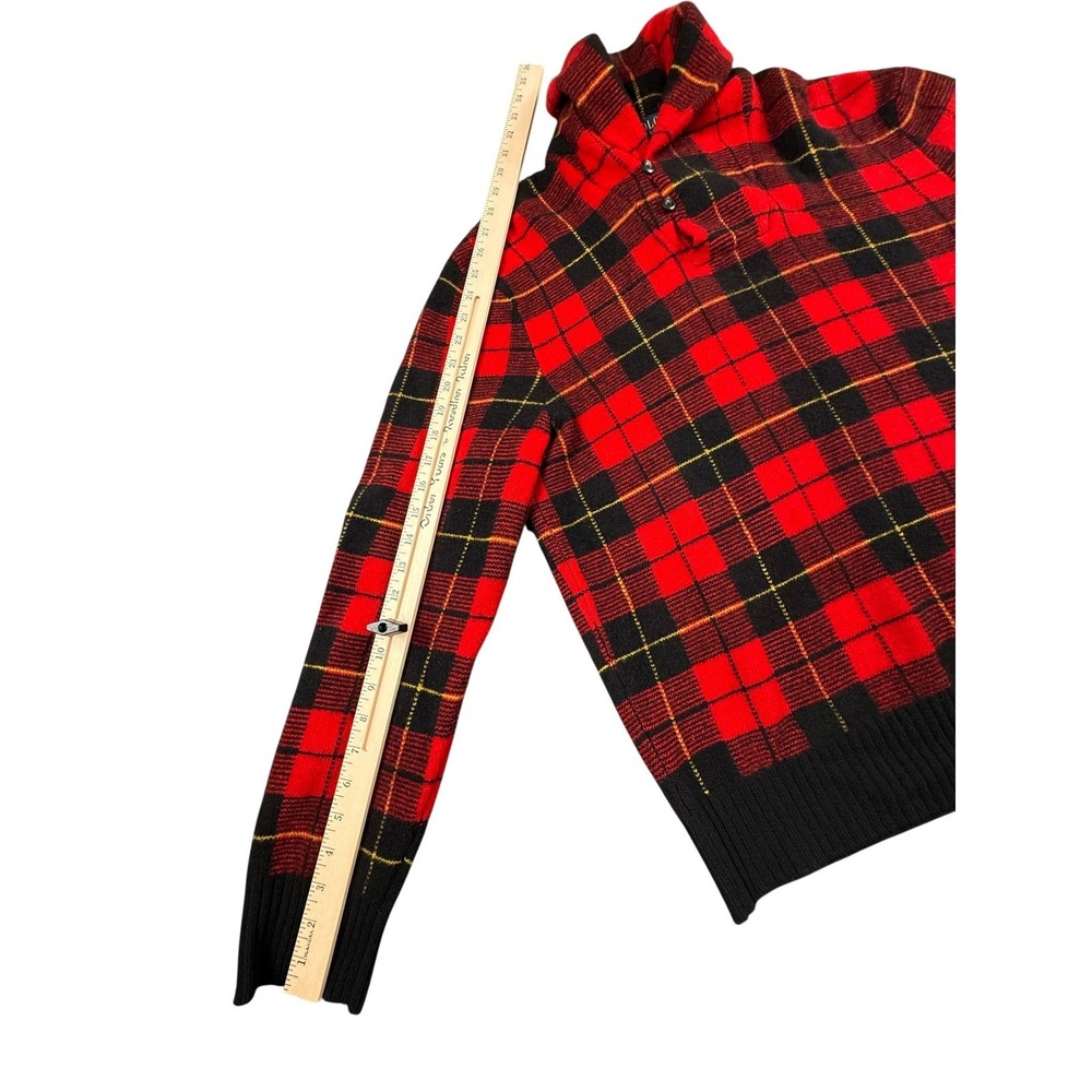 Polo Ralph Lauren Sweater Mens Large Red Plaid Shawl Neck Scottish Yarn - Picture 6 of 15